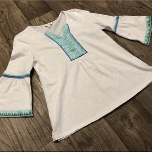 Charter Club Embroidered T-Shirt With Bell Sleeves